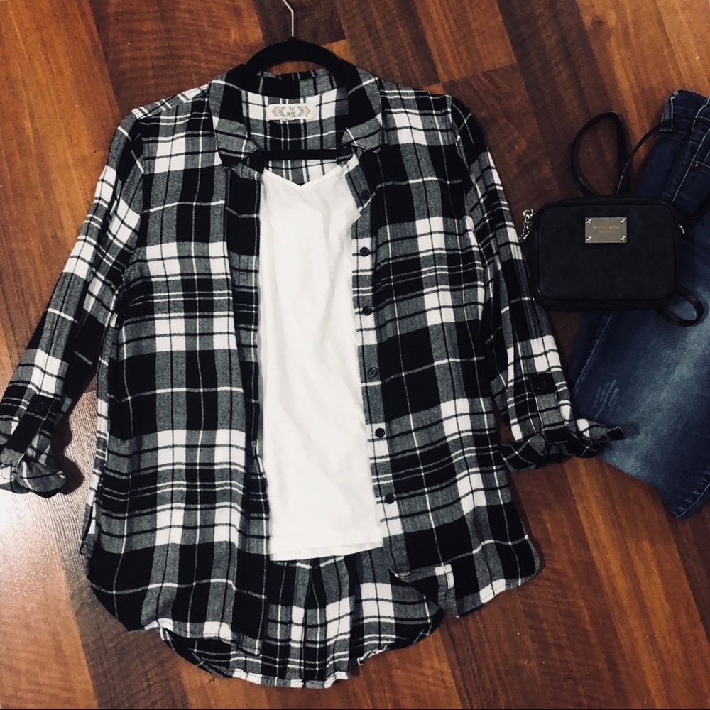 Black & a White Button Up